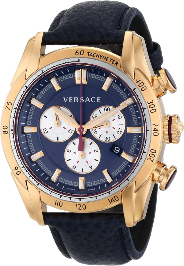 Versace V-Ray Rose Gold Leather Strap Men's Watch  VDB030014 - Big Daddy Watches