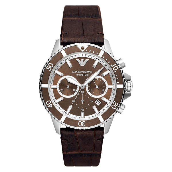 Emporio Armani Chronograph Brown Leather Men's Watch  AR11486 - Big Daddy Watches