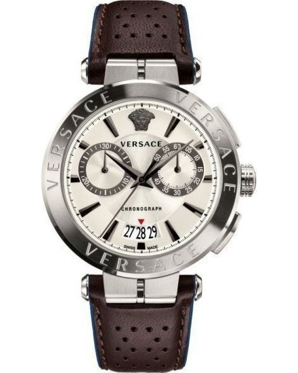 Versace Aion Chronograph Leather Strap Men's Watch  VBR010017 - Big Daddy Watches