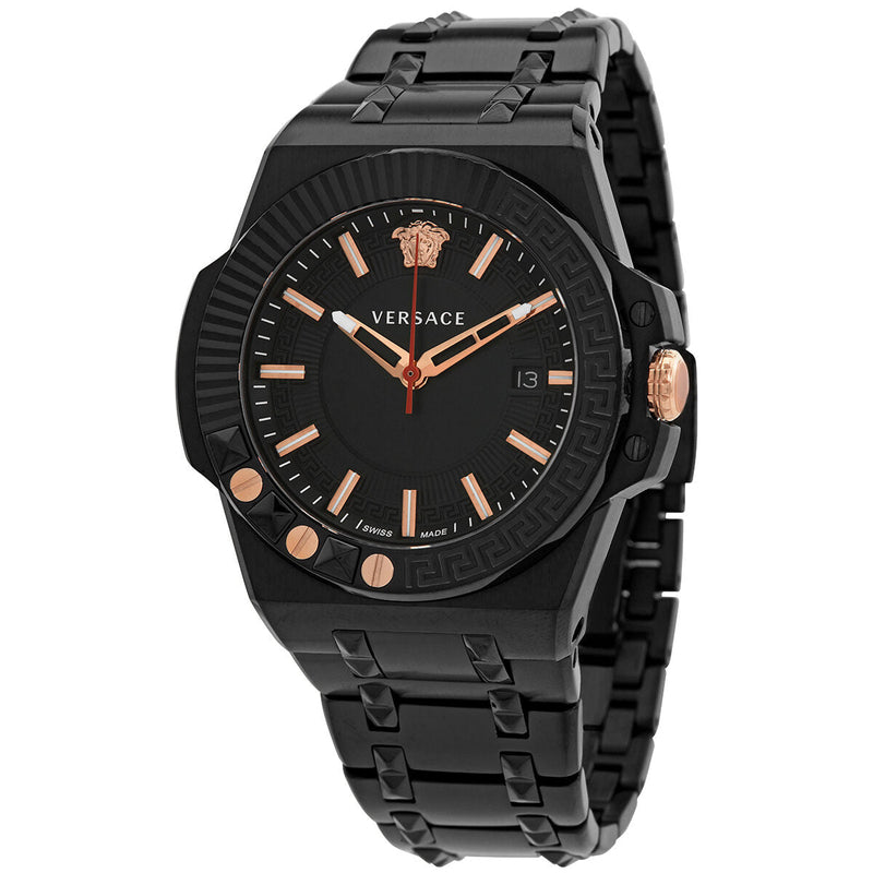 Versace Chain Reaction Quartz Black Dial Men's Watch VEDY00719 - BigDaddy Watches