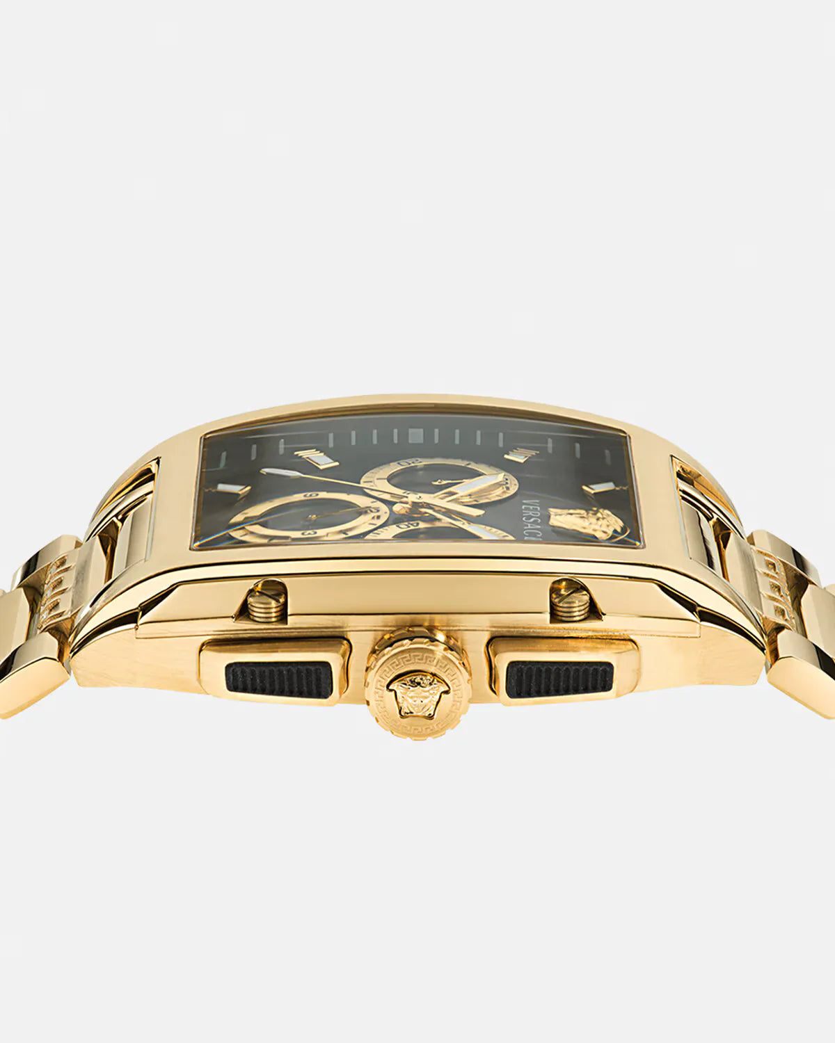 Versace Dominus Chronograph Black Dial Gold Steel Strap Watch For Men - VE6H00523