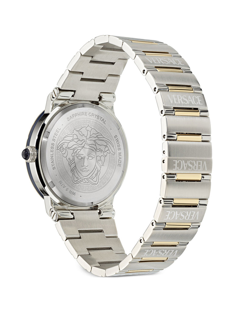 Versace Greca Logo Mother of Pearl Two-Tone Swiss Moonphase Watch - VE7G00524