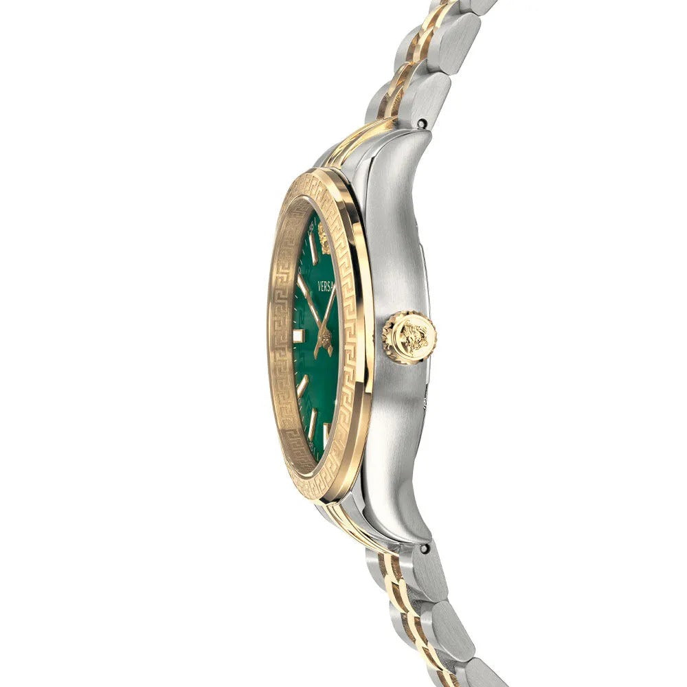 Versace Hellenyium Quartz Green Dial Two Tone Steel Strap Women's Watch - VEHU00420
