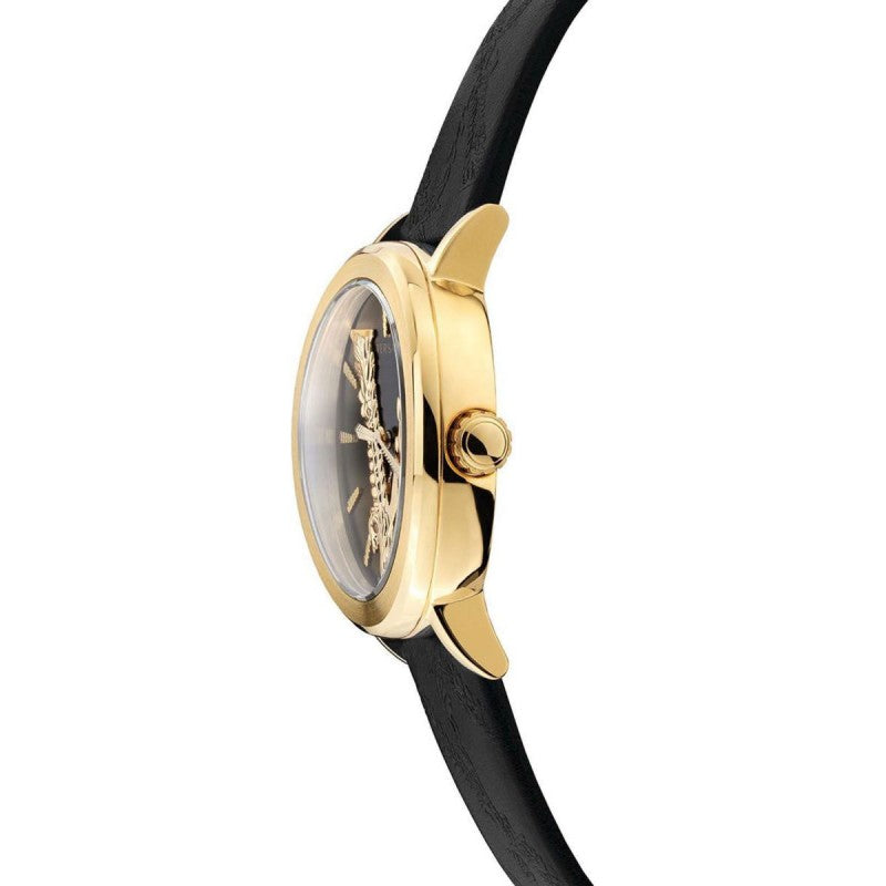 Versace Virtus Quartz Black Dial Black Leather Women's Watch - VEHC00119