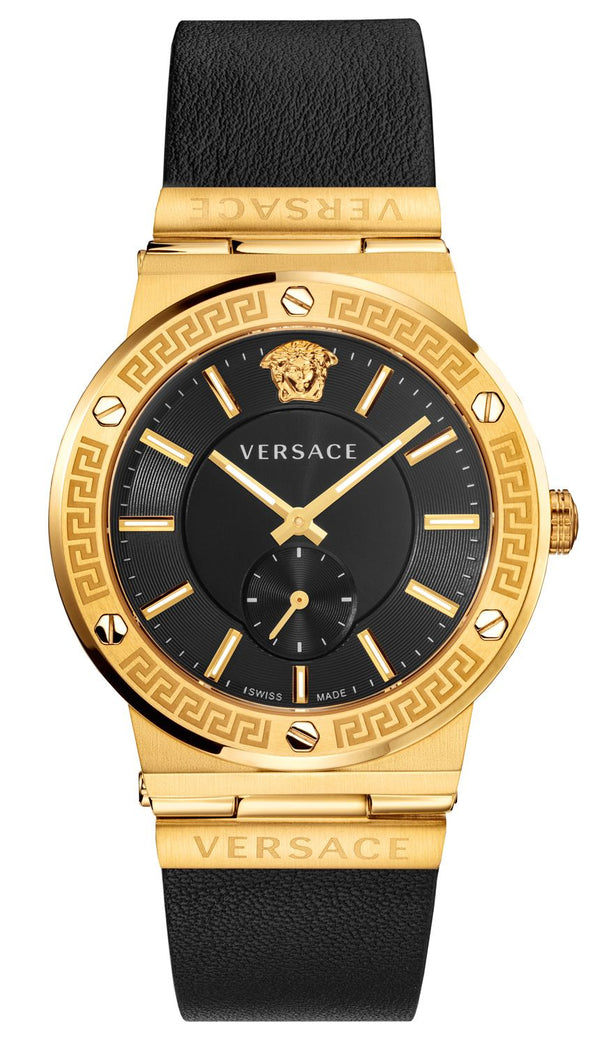 Versace Greca Black Leather Men's Watch  VEVI00220 - Big Daddy Watches
