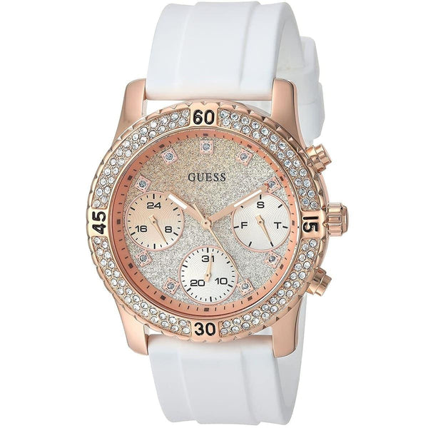 Guess Confetti Crystal Rose Gold-Tone/White Dial Ladies Watch W1098L5