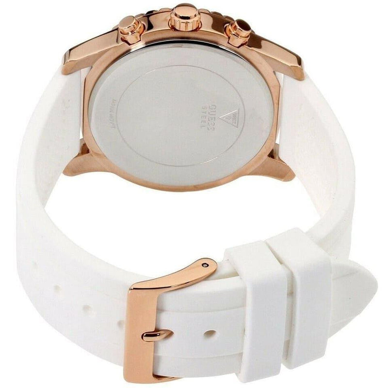 Guess Solar Rose Gold White Dial White Rubber Strap Women's Watch W1135L1 - Big Daddy Watches #3