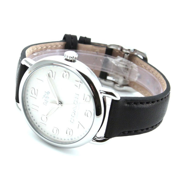 Coach Delancey White Dial Black Leather Strap Ladies Watch 14502267