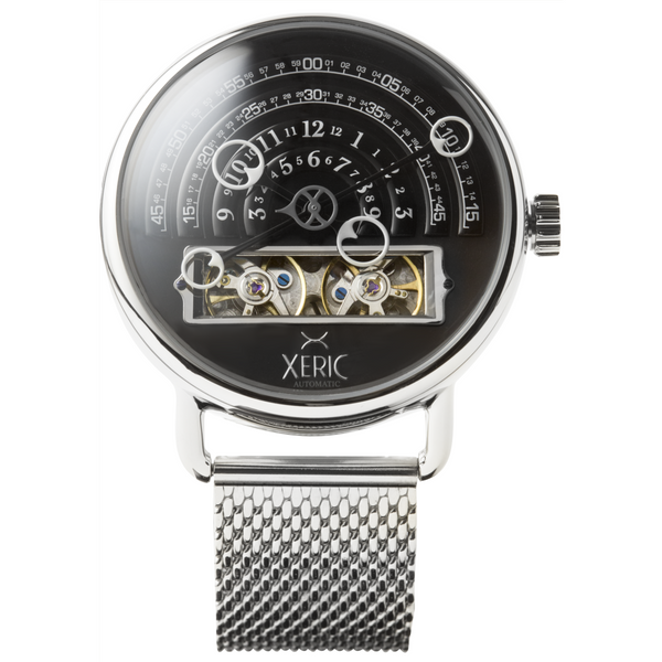 Xeric Halograph Automatic Black/Silver Mesh Bracelet Mechanical Watch - Big Daddy Watches