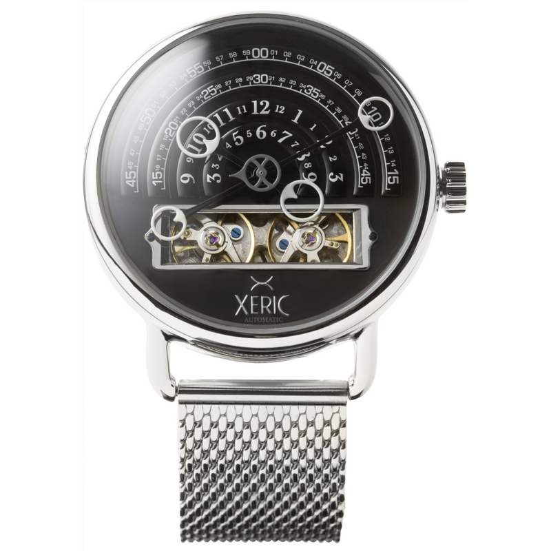 Xeric Halograph Automatic Black/Silver Mesh Bracelet Mechanical Watch - Big Daddy Watches