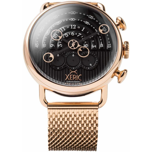 Xeric Halograph Chrono Sapphire Black Dial Mesh Rose Gold Mechanical Watch - Big Daddy Watches