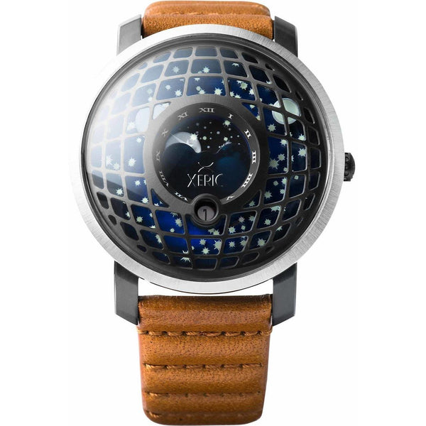 Xeric Halograph Trappist-1 Moonphase Gunmetal Blue Dial Mechanical Watch - Big Daddy Watches