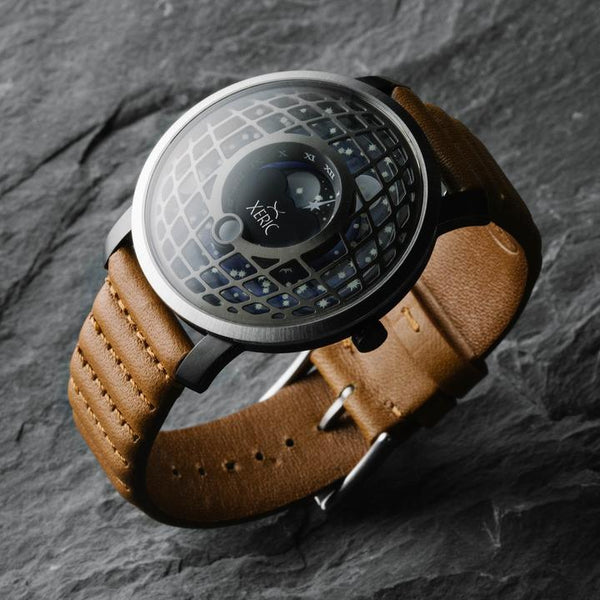 Xeric Halograph Trappist-1 Moonphase Gunmetal Blue Dial Mechanical Watch - Big Daddy Watches
