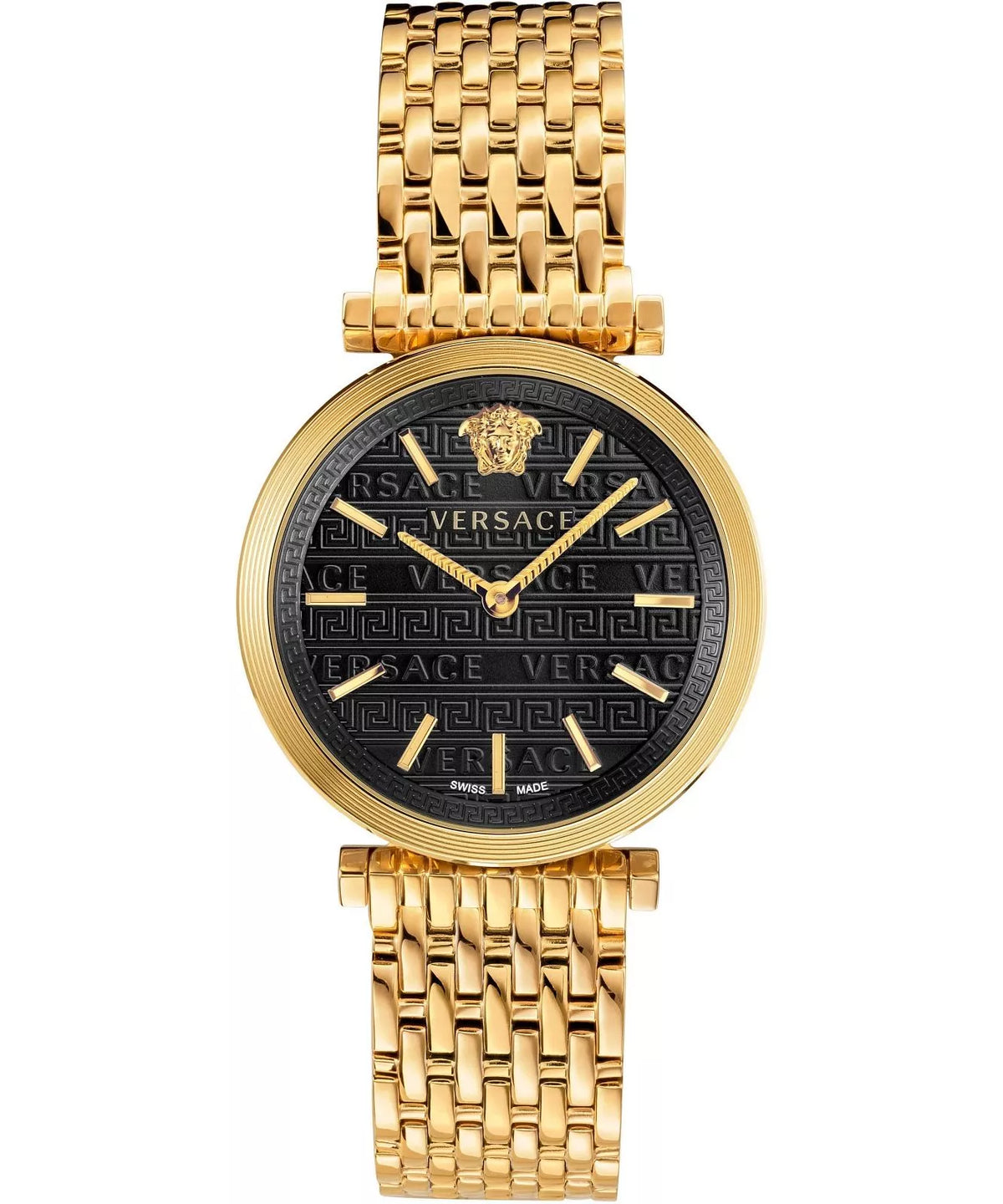 Versace V-Twist Black Dial Gold Mesh Bracelet Watch for Women - VELS00819